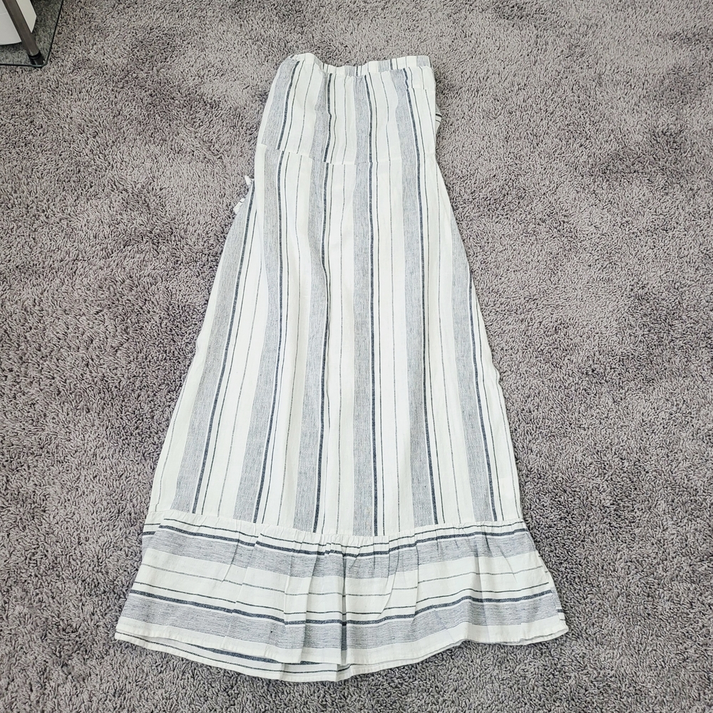 New York & Company White and Gray Smocked Tiered Maxi Dress